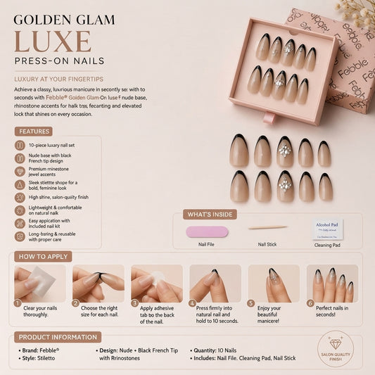 Febble - Golden Glam Luxe Press-On Nails