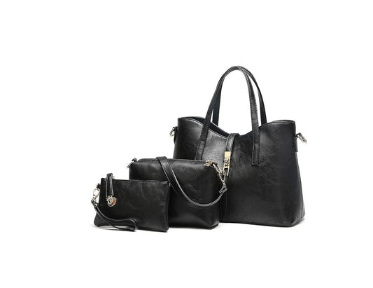 Women's 3-Piece Leather Handbag Set