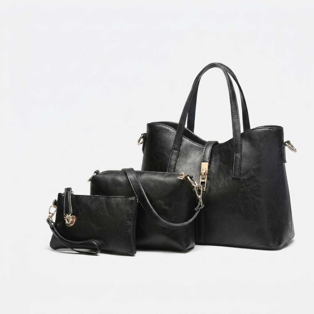 Women's 3-Piece Leather Handbag Set