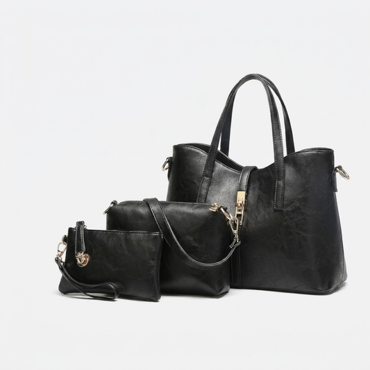 Women's 3-Piece Leather Handbag Set