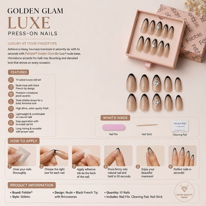 Febble - Golden Glam Luxe Press-On Nails