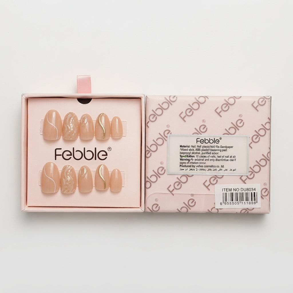 Febble - Nude Marble Swirl Press-On Nails