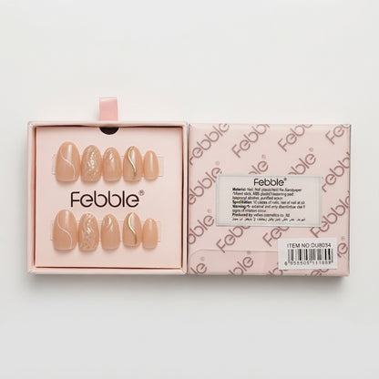 Febble - Nude Marble Swirl Press-On Nails