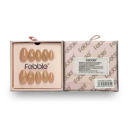 Febble - Nude Marble Swirl Press-On Nails