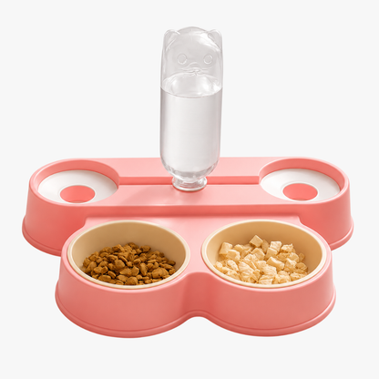 Dual Pet Feeding Bowl Water Dispenser