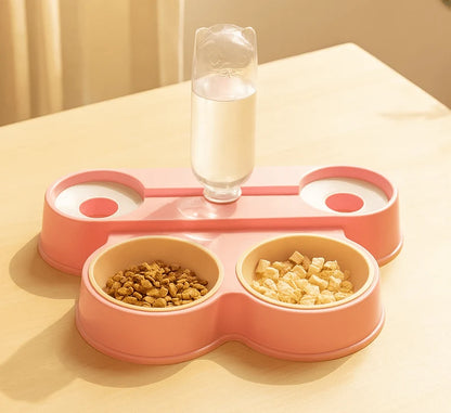 Dual Pet Feeding Bowl Water Dispenser