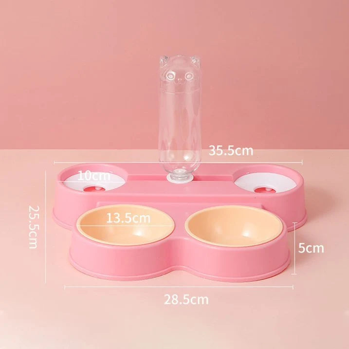 Dual Pet Feeding Bowl Water Dispenser
