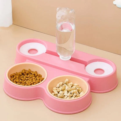 Dual Pet Feeding Bowl Water Dispenser