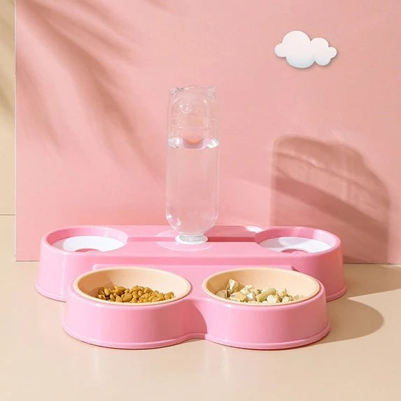 Dual Pet Feeding Bowl Water Dispenser