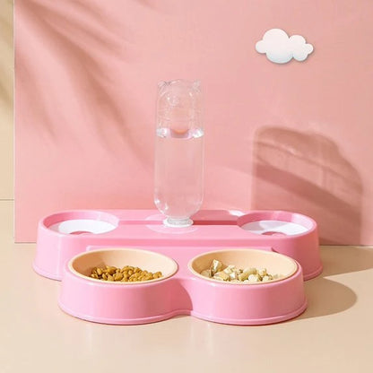 Dual Pet Feeding Bowl Water Dispenser