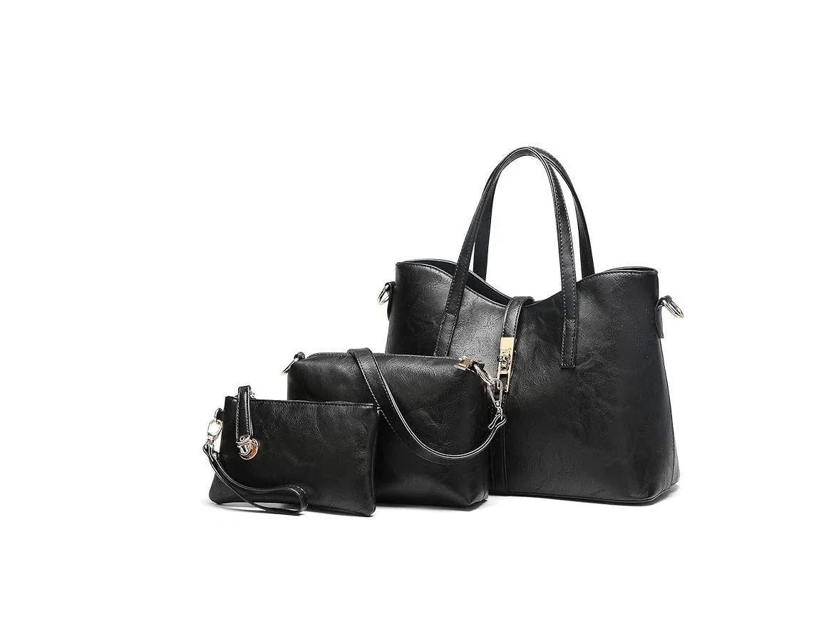 Women's 3-Piece Leather Handbag Set