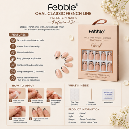 Febble - Oval Classic French Line Press-On Nails