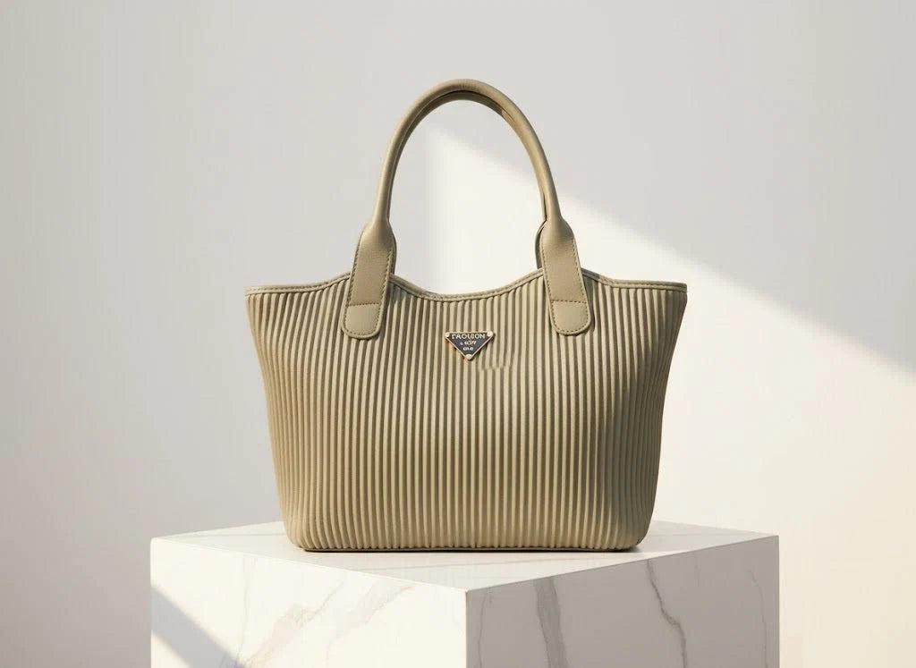 Ribbed Texture Women's Tote Shoulder Handbag