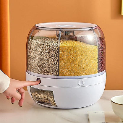 Rotating Rice Grain Storage Dispenser Container