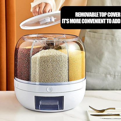 Rotating Rice Grain Storage Dispenser Container
