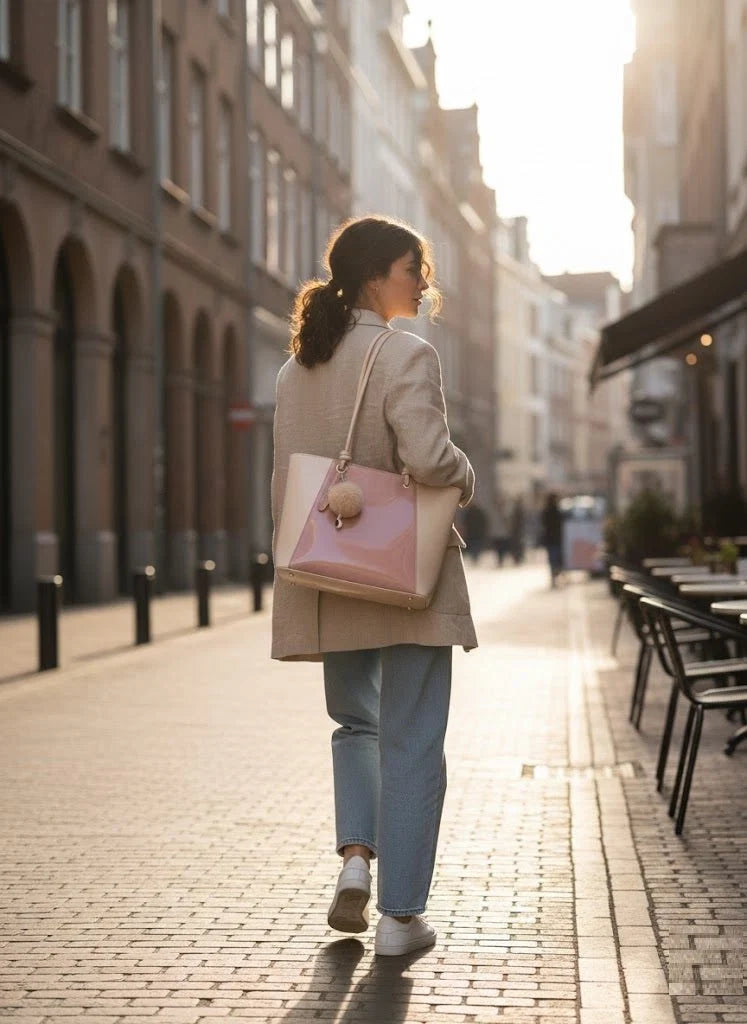 Two-Tone Women's Tote Shoulder Handbag