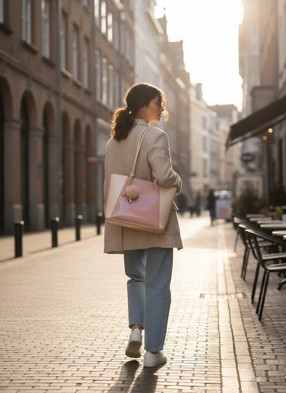 Two-Tone Women's Tote Shoulder Handbag