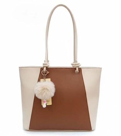 Two-Tone Women's Tote Shoulder Handbag