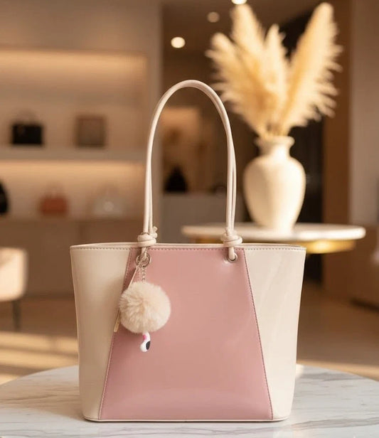 Two-Tone Women's Tote Shoulder Handbag