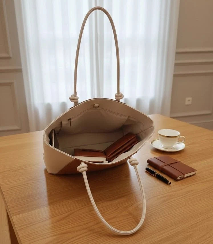 Two-Tone Women's Tote Shoulder Handbag